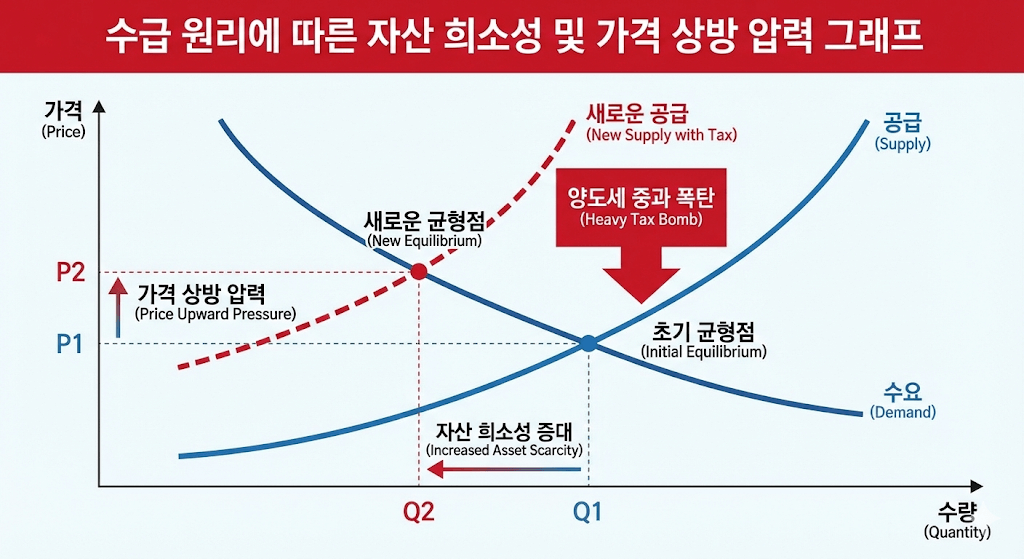 부동산 수급 불균형에 따른 자산 희소성 증대 및 가격 상방 압력 그래프